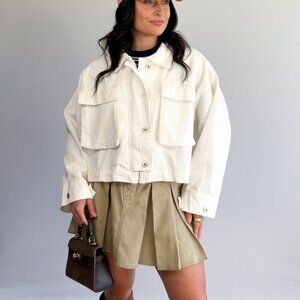 Women’s Cropped Utility Jacket – Ivory Twill